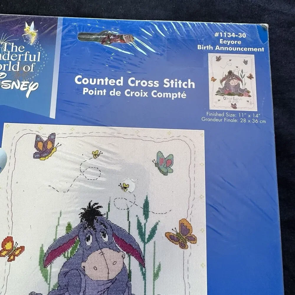 Disney Eeyore Butterflies Counted Cross Stitch Kit 1134-30 Janlynn 11” x 14” USA